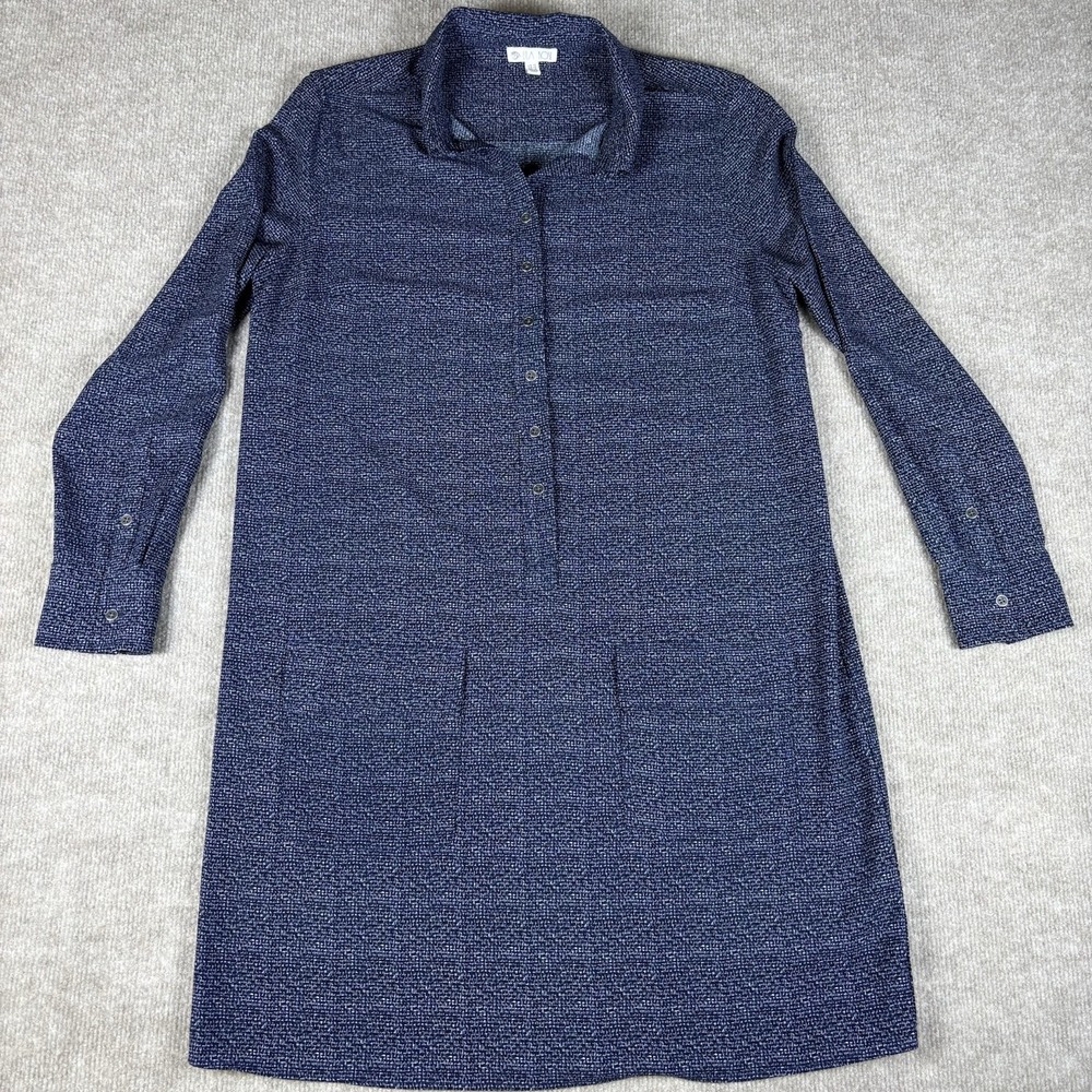 Lila Rose Womens Tunic Top Size 10 Blue White‎ Print Button Pullover Dress